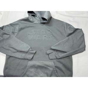 Star Wars Embossed Logo Gray Long Sleeve Hoodie Sweatshirt Size 2XL